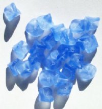 25 9mm Transparent Matte Light Sapphire Three Petal Flower Drop Beads
